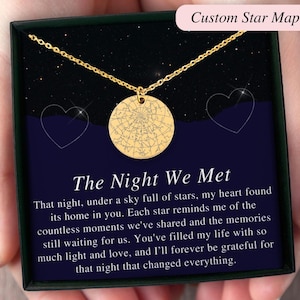 1 Jahr Jahrestag Geschenk für Freundin, Nacht wir trafen Jahrestag Star Map Halskette für Sie, 1 Jahr Jahrestag Geschenk