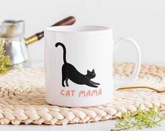Black Cat Cat Mama Ceramic Mug | Cat Mom | Cat Lovers