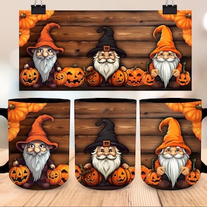 Halloween Gnome Fall Mug Wrap Design, 11oz and 15oz Mug Wrap Bundle, Gnome JPEG PNG, Gnome Mug Png, Coffee Sublimation, Mug Coffee Design
