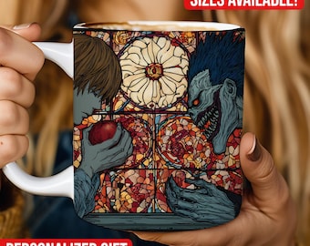 Death Note Style Stained Glass Mug, Dark Anime Coffee Cup, Manga Fan Gift 11oz 15oz Ceramic