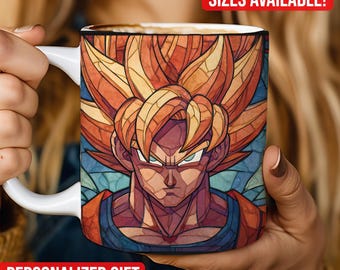 Anime Stained Glass Mug, Gothic Fantasy Coffee Cup, Manga Inspired Gamer Gift