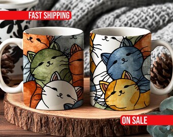 Taza de vitral con diseño de gato, ideal para amantes de los libros, ideal para leer, de cerámica, 325 ml y 433 ml.