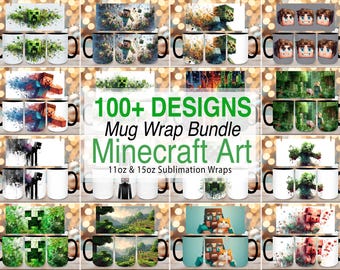 Abstract Minecraft Mug Bundle, Minecraft Artwork Designs, 11oz 15oz Mug Sublimation (PNG Digital Download)