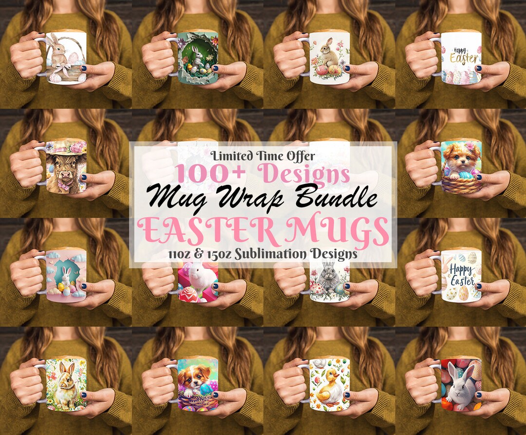 100+ Easter Mug Wrap Design Bundle PNG, Cute Easter Bunny Mug Wrap ...