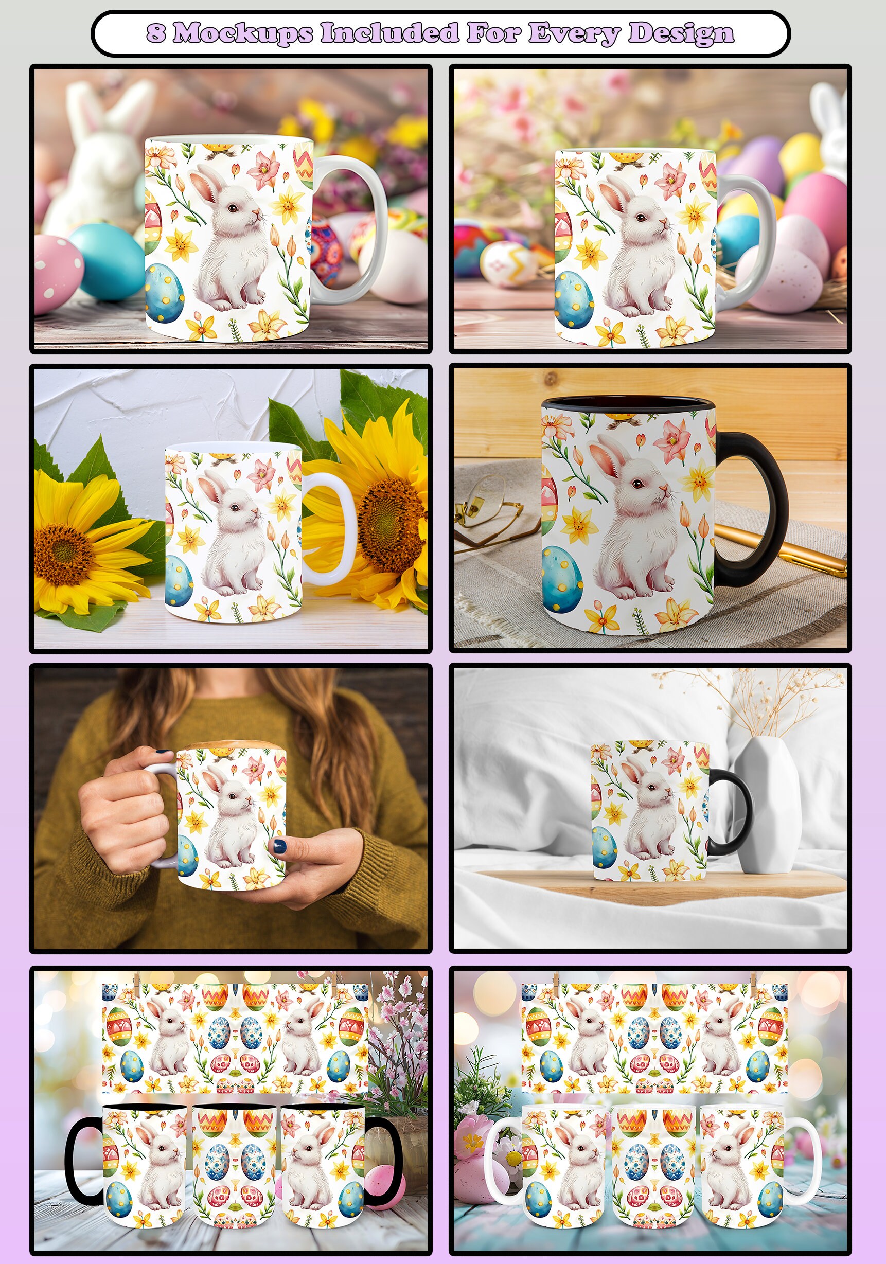 100+ Easter Mug Wrap Design Bundle PNG, Cute Easter Bunny Mug Wrap ...