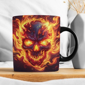 Skull Sublimation Mug Wrap Design PNG, 11oz & 15oz Skulls Mug Template, Digital Download Mug Wrap Sublimation Wrap Floral Skull