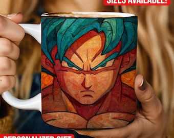 Anime Stained Glass Coffee Mug, Dark Fantasy Warrior Cup (11oz 15oz)