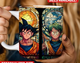 Gothic Anime Stained Glass Coffee Cup, Dark Fantasy Manga Fan Art Mug