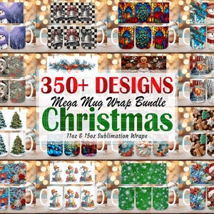 350+ Cute Christmas Mug Wrap Bundle, Christmas Mug Wrap Sublimation Designs PNG, 11oz and 15oz Mug Template, 3D Christmas Mug Wrap Bundle