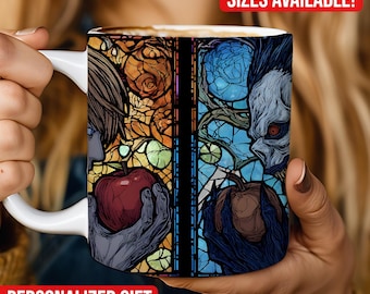 Death Note Inspired Stained Glass Mug, Anime Ceramic Coffee Cup 11oz 15oz, Gothic Manga Fan Gift