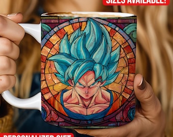 Anime Energy Mug, Stained Glass Power Aura Design, Action Anime Coffee Cup, Gamer Gift 11oz 15oz