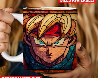 Gothic Anime Stained Glass Coffee Cup, Dark Fantasy Manga Fan Art Mug