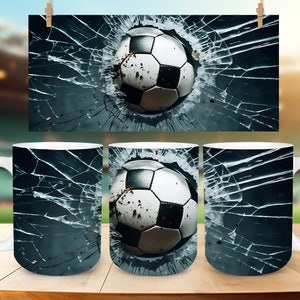 3D Soccer ball Mug Wrap Design Bundle, 3D Football Mug Wrap Design, 11oz 15oz Sports Mug Wrap, 3D Crack Glass Hole Mug, Digital Download