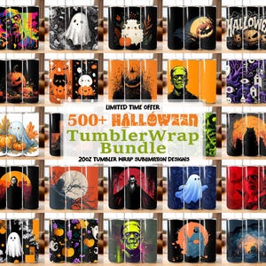 Halloween Tumbler Wrap Bundle: 250+ Spooky Designs (20oz JPEG Digital Download)