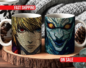Death Note Stained Glass Ceramic Mug, Anime Coffee Cup, 11oz and 15oz Size Mug