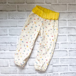 Floral Pants 2T • Cordurory Jogger Pants for Toddlers • Spring & Summer • Elastic Waist Pull on Pants