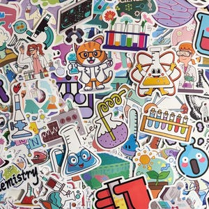 Lot de 10, 20 ou 50 autocollants sur le thème de la science pour agendas, journaux, décorations, récompenses, articles de fête, cadeaux et plus encore !