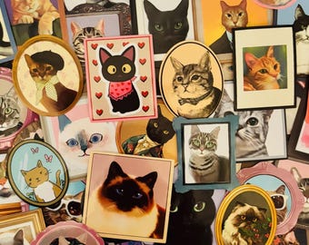 Cat Portrait Stickers, Planner, Journal, Stationary Vintage Coquette Decals Funny