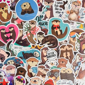 Lot de 10, 20 ou 50 autocollants loutre pour agendas, journaux, décorations, récompenses, articles de fête, cadeaux et plus encore !