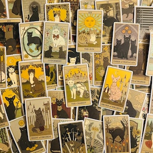 Kat tarotkaart thema stickers set van 10, 20, 50 of 72 stickers voor planners, tijdschriften, decoraties, beloningen, feestartikelen, geschenken en meer