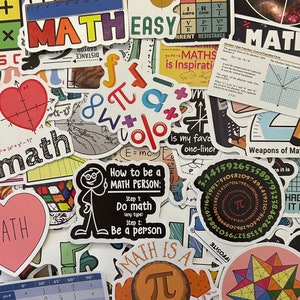 5-50 Pack Math Themed Stickers for Laptops, Skateboards, Phones, Rewards, Water Bottles, Bikes, Luggage, Travel