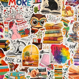 Reading A, Book Lover Stickers Set van 10, 20 of 50 stickers voor planners, tijdschriften, decoraties, beloningen, feestartikelen, geschenken en meer!