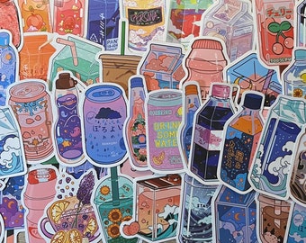 5-20 Pack Aesthetic Drink Korean and Japanese style Stickers for Laptops, Skateboards, Phones, Rewards, Kids, Water Bottles, Bikes, Luggage