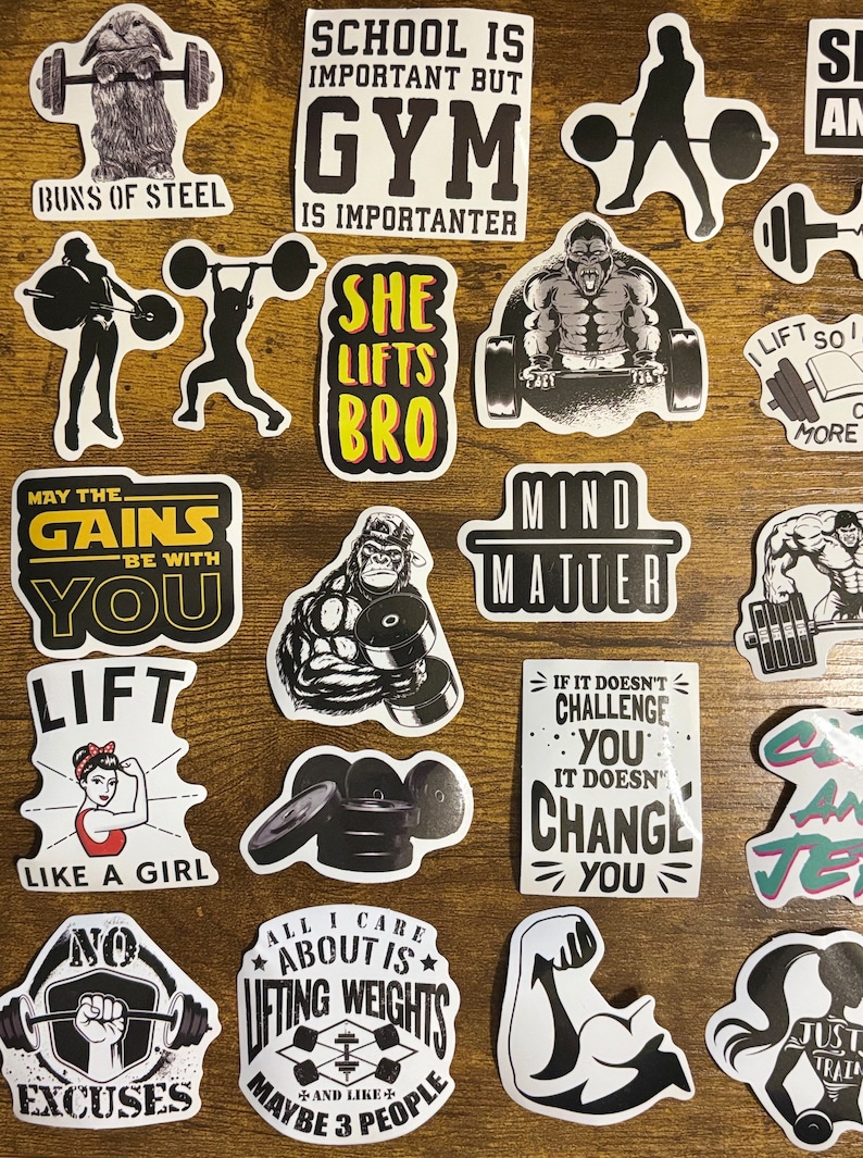 550 Pack Workout, Exercise, Weightlifiting Stickers for Laptops