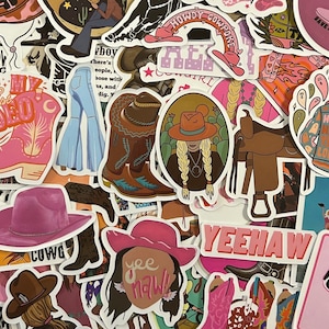 5-50 Pack Cowgirl Stickers for Laptops, Skateboards, Phones, Rewards, Water Bottles, Bikes, Luggage, Travel