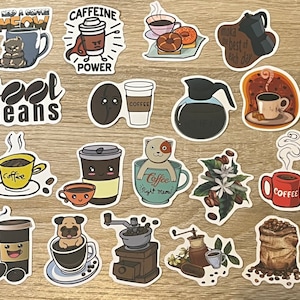 Coffee, Caffeine Addicts, Lovers Stickers for Laptops, Skateboards, Phones, Rewards, Water Bottles, Bikes, Luggage, Travel
