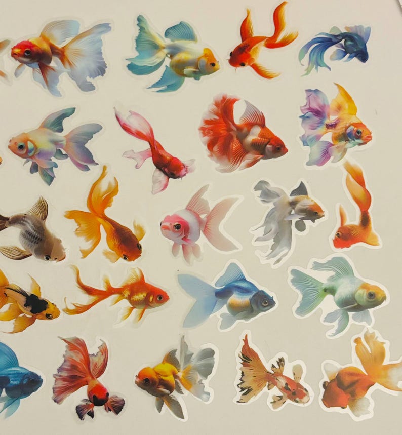 Fish Fin Sticker Goldfish Stickers, Aquarium Fish, Planner Decorations, Party Favors - Etsy