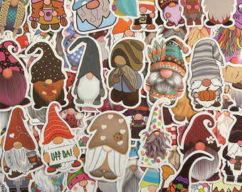 5-50 Pack Gnome Stickers for Laptops, Skateboards, Phones, Rewards, Water Bottles, Bikes, Luggage, Travel