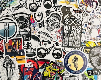 Mountain Biking Themed Stickers Pack of 10, 20 or 50 Decals for Planners, Journals, Decorations, Rewards, Party Supplies, Gifts and More!