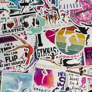 Paquete de pegatinas con temática de gimnasia de 10, 20 o 50 calcomanías para planificadores, diarios, decoraciones, recompensas, suministros para fiestas, regalos y más.