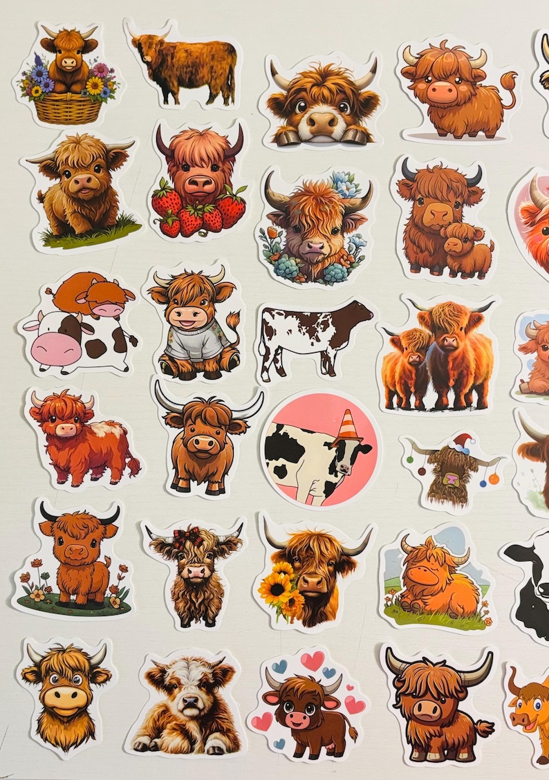 Highland Cow Stickers, Planner Decals, Party Favors - Etsy