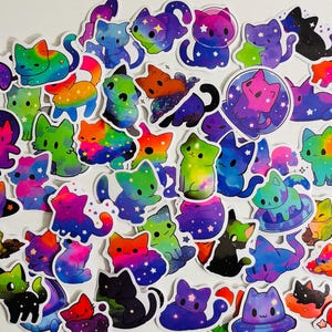 Starry Cartoon Cat Stickers for Laptops, Skateboards, Phones, Rewards, Water Bottles, Bikes, Luggage, Travel