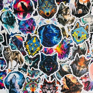 Lot de 10, 20 ou 50 autocollants Wolf pour agendas, journaux, décorations, récompenses, articles de fête, cadeaux et plus encore !