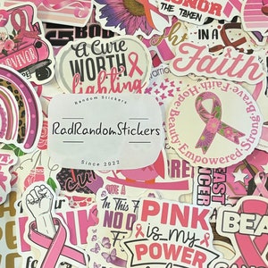Paquete de 10, 20 o 50 pegatinas de lazo rosa contra el cáncer de mama para planificadores, diarios, decoraciones, premios, artículos para fiestas y regalos.