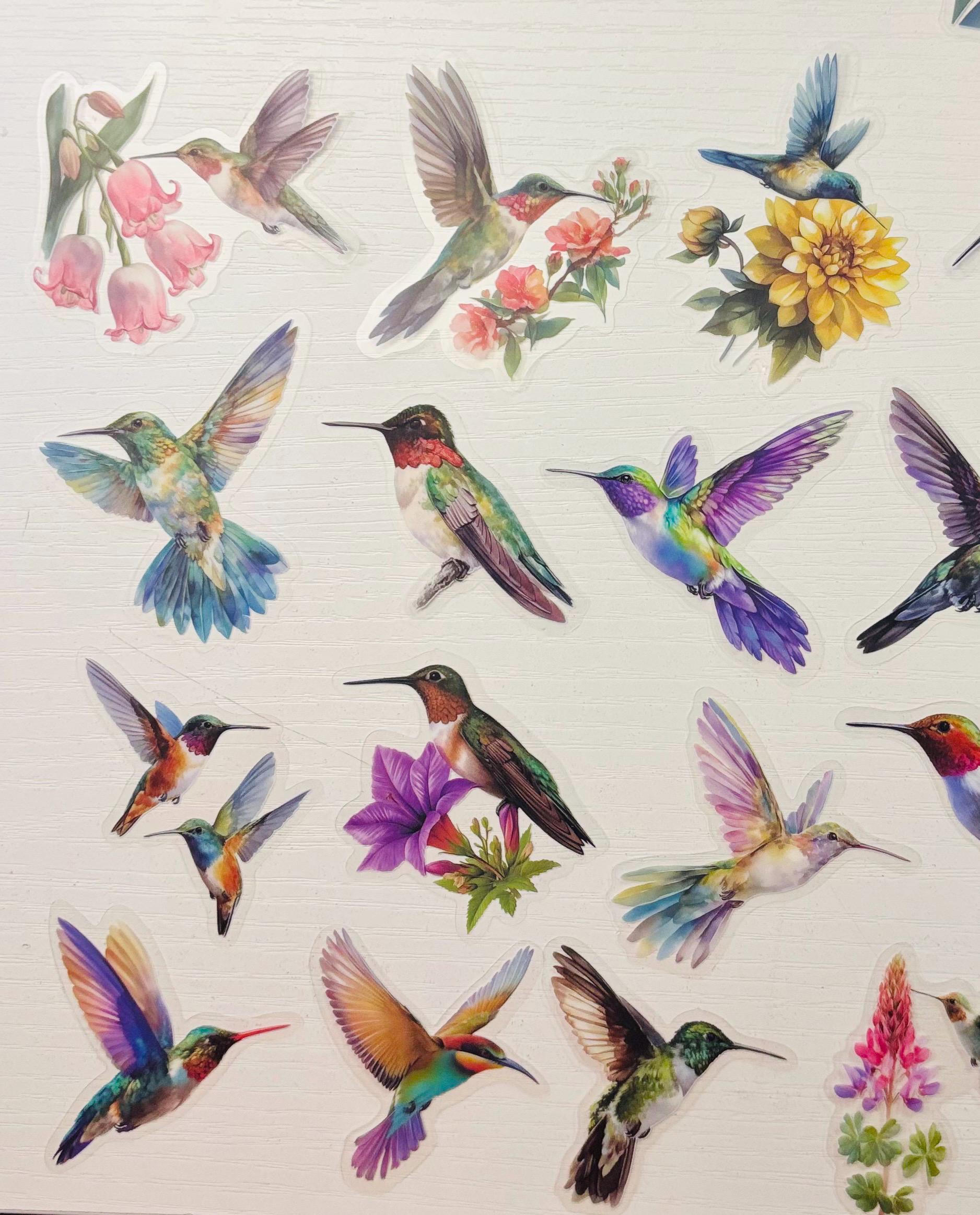 Hummingbird Stickers, Floral Planner Decals, Craft Supplies, Bird ...