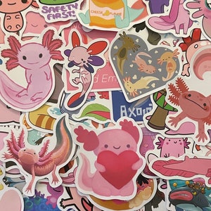 5-50 Pack Axolotl Stickers for Laptops, Skateboards, Phones, Rewards, Water Bottles, Bikes, Luggage, Travel