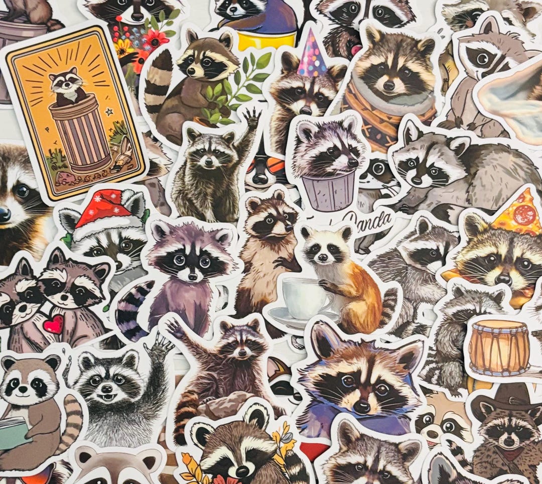 Raccoon Stickers, Decals for Planners, Journals, Decorations, Rewards ...