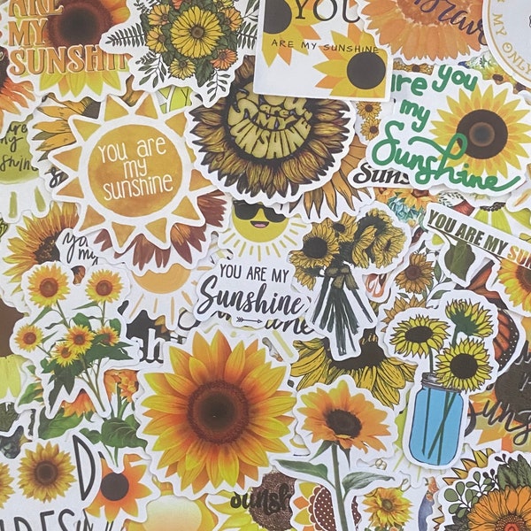 5-50 Pack Sunflower Stickers for Laptops, Skateboards, Phones, Rewards, Water Bottles, Bikes, Luggage, Travel