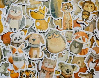 Watercolor Animal Stickers, Planner Decals, Journal Art, Laptop Decor