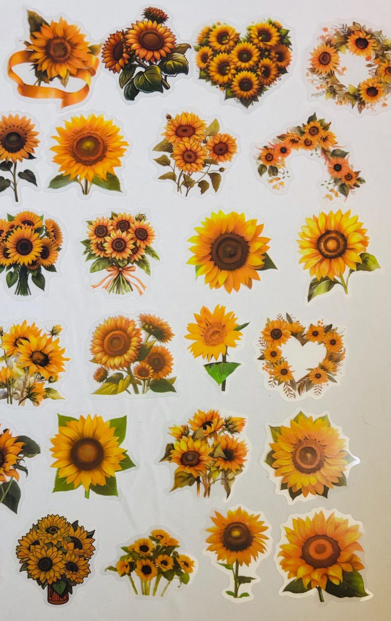 Sumflower Sticker Sunflower Transparent Stickers, Planner Decals, Journals, Decoration ...