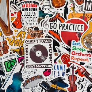 Paquete de 10, 20 o 50 pegatinas con temática de música, orquesta y banda para planificadores, diarios, decoraciones, recompensas, artículos para fiestas y regalos.