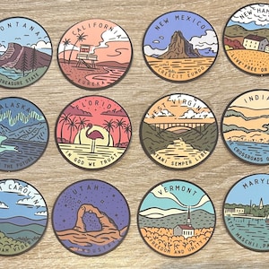 Pegatinas de los estados de EE. UU. para portátiles, patinetas, teléfonos, premios, botellas de agua, bicicletas, equipaje y viajes
