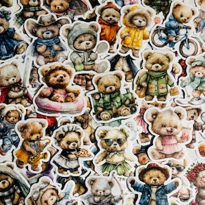 Stickers adorables ours en peluche, lot de 10, 20 ou 50 pour agendas, décorations, récompenses, articles de fête, cadeaux et plus encore ! Bohème, Kawaii, Déguisement