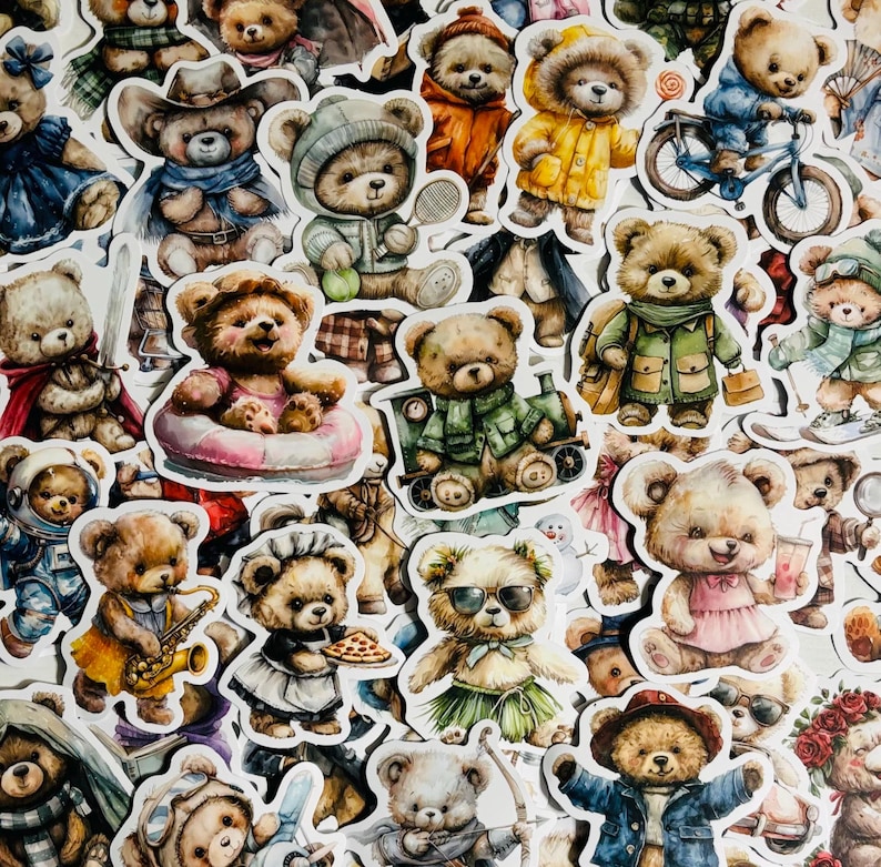 Bear Stickers Boho Kawaii Teddy , Planner Decorations, Party Favors - Etsy