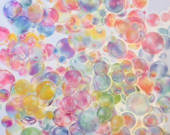 Rainbow Bubble Stickers Sticker Pack, Bullet Journal, Coquette Stickers, Pinterest, Decals, Transparent
