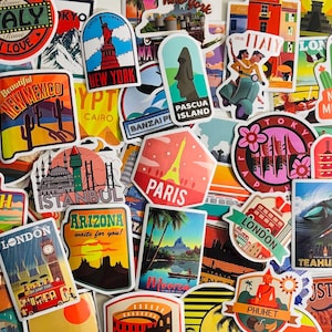 World Travel Passport Stickers Pack van 10, 20 of 50 stickers voor planners, tijdschriften, decoraties, beloningen, feestartikelen, geschenken en meer!